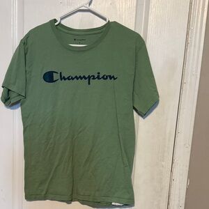 Champion Men's Tee in Green with Navy Logo